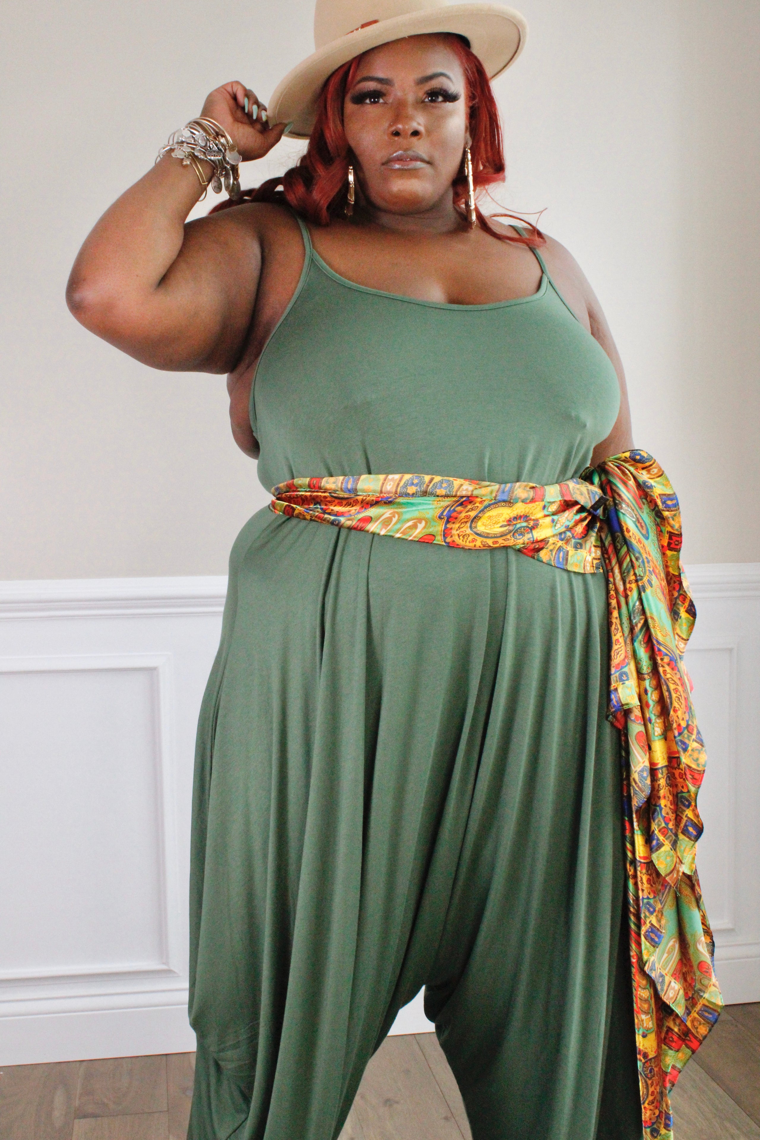 Plus size army green jumpsuit sale